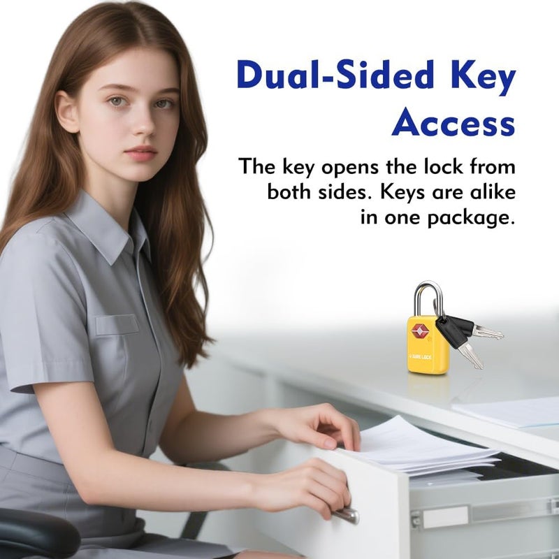 SURE LOCK TSA Approved Luggage Locks Mini Size Lock with Keys for Travel, Zinc Alloy Body with Steel Shackle, Key Alike, Key Alike in The Same Package - Image 4